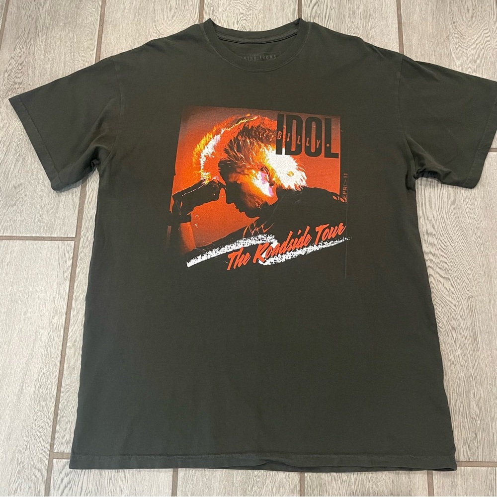 Billy Idol The Roadside Tour 2022 Barking Irons Graphic T Shirt USA Tee LARGE